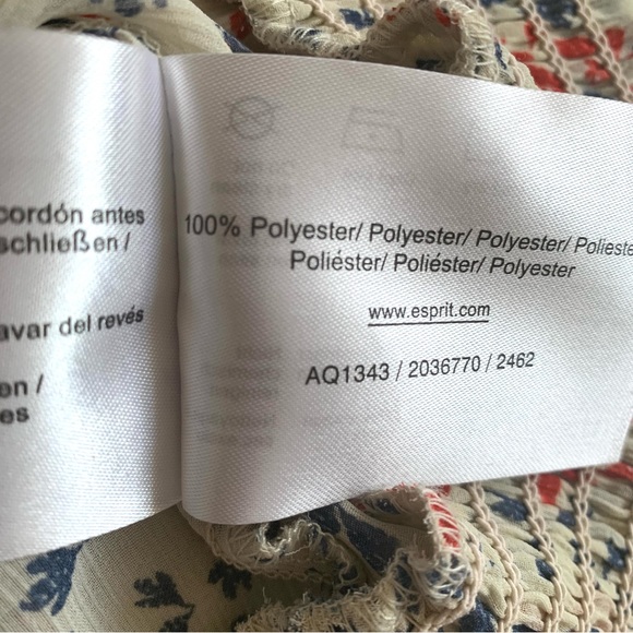 Esprit Peasant Boho Sheer Tie Neck Blouse/Top Sz M - Picture 10 of 10